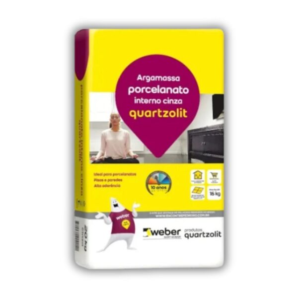 ARGAMASSA PORCELANATO INTERNO CINZA 15KG QUARTZOLIT