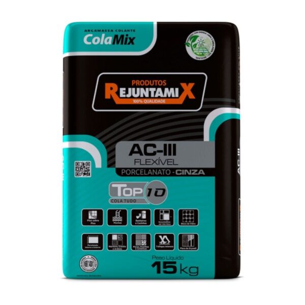 ARGAMASSA TOP 10 AC3 CINZA 15KG REJUNTAMIX