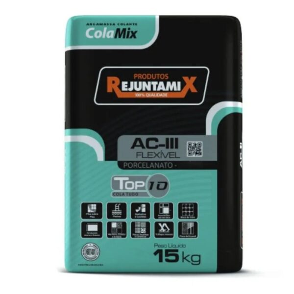 ARGAMASSA TOP 10 AC3 PORCELANATO BRANCA 15KG REJUNTAMIX